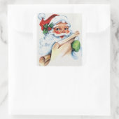 Vintager Weihnachtsmann Quadratischer Aufkleber (Tasche)