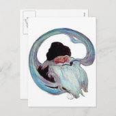 Vintager Weihnachtsmann rauchen am Stück Feiertagspostkarte (Vorne/Hinten)