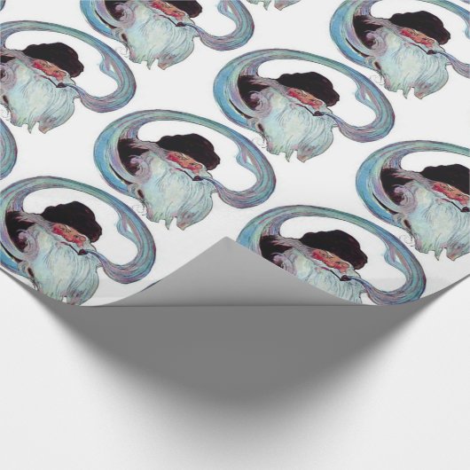 Vintager Weihnachtsmann rauchen am Stück Geschenkpapier (Ecke)