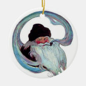 Vintager Weihnachtsmann rauchen am Stück Keramikornament (Vorne)