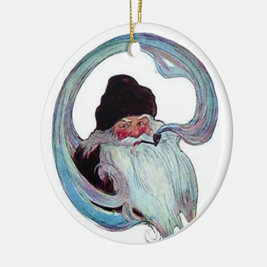 Vintager Weihnachtsmann rauchen am Stück Keramikornament (Links)