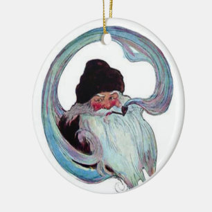 Vintager Weihnachtsmann rauchen Keramikornament