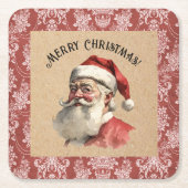 Vintager Weihnachtsmann Rechteckiger Pappuntersetzer (Vorderseite)