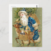 Vintager Weihnachtsmann Reindeer Postkarte (Vorne/Hinten)