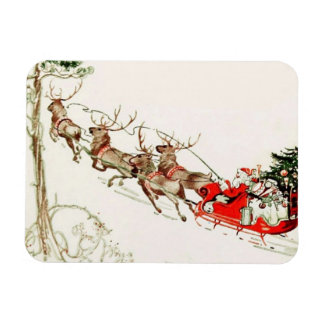 Vintager Weihnachtsmann Reindeer Sleigh Magnet