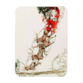 Vintager Weihnachtsmann Reindeer Sleigh Magnet (Vertikal)