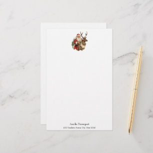 Vintager Weihnachtsmann Reitstall Briefpapier
