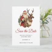 Vintager Weihnachtsmann Reitstall Save The Date (Stehend Vorderseite)