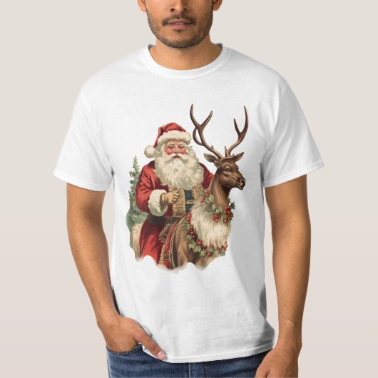Vintager Weihnachtsmann Reitstall T-Shirt (Vorderseite)