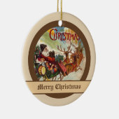 Vintager Weihnachtsmann Rentierfisch Sleigh Keramikornament (Rechts)