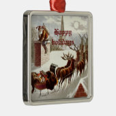 Vintager Weihnachtsmann Rentierfisch Sleigh Ornament Aus Metall (Rechts)