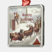 Vintager Weihnachtsmann Rentierfisch Sleigh Ornament Aus Metall (Links)