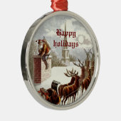 Vintager Weihnachtsmann Rentierfisch Sleigh Ornament Aus Metall (Rechts)