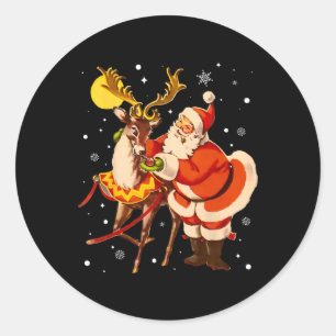 Vintager Weihnachtsmann-Retro-Retro-Weihnachtsfest Runder Aufkleber