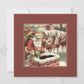 Vintager Weihnachtsmann Retro Weihnachtskarten Feiertagskarte (Vorderseite)