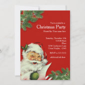 Vintager Weihnachtsmann - Rote Weihnachtseinladung Einladung (Vorderseite)