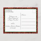 Vintager Weihnachtsmann Roter Grüner Glitzer Feiertagspostkarte (Rückseite)