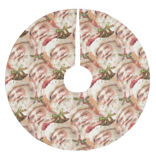 Vintager Weihnachtsmann Roter Weihnachtsbaumrock Polyester Weihnachtsbaumdecke (Vorderseite)