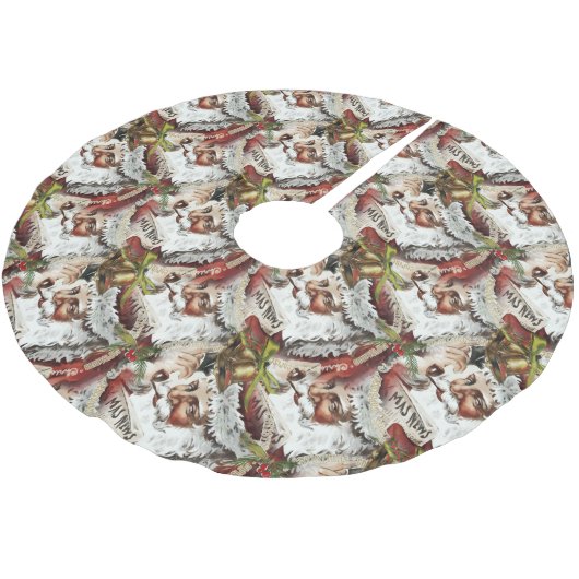 Vintager Weihnachtsmann Roter Weihnachtsbaumrock Polyester Weihnachtsbaumdecke (Schrägansicht)