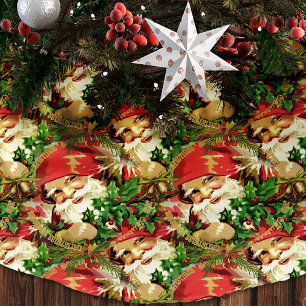 Vintager Weihnachtsmann Roter Weihnachtsbaumrock Polyester Weihnachtsbaumdecke