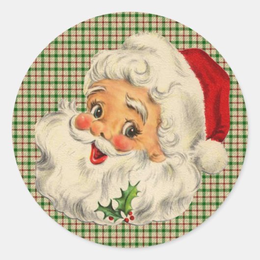 Vintager Weihnachtsmann Runder Aufkleber (Vorderseite)
