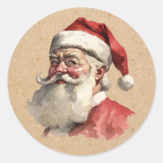 Vintager Weihnachtsmann Runder Aufkleber (Vorderseite)
