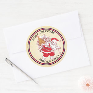 Vintager Weihnachtsmann Runder Aufkleber