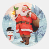 Vintager Weihnachtsmann Runder Aufkleber (Vorderseite)