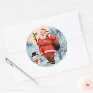 Vintager Weihnachtsmann Runder Aufkleber