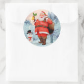 Vintager Weihnachtsmann Runder Aufkleber (Tasche)