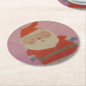 Vintager Weihnachtsmann Runder Pappuntersetzer (Angewinkelt)