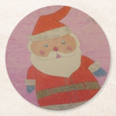 Vintager Weihnachtsmann Runder Pappuntersetzer (Vorderseite)