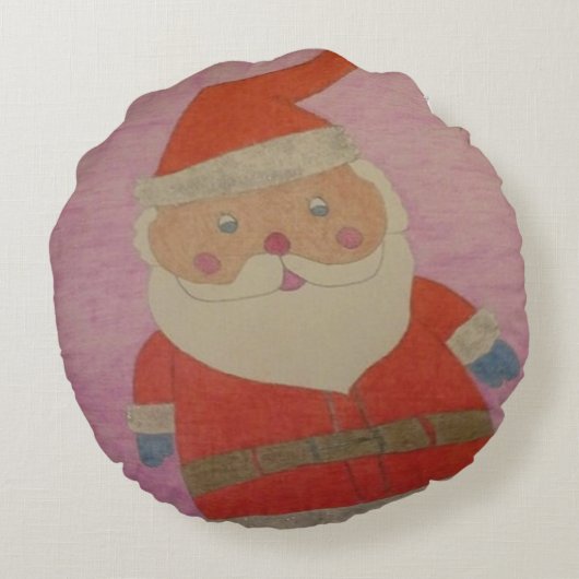 Vintager Weihnachtsmann Rundes Kissen (Rückseite)