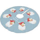 Vintager Weihnachtsmann & Schneeflocken auf Light Polyester Weihnachtsbaumdecke (Schrägansicht)
