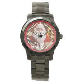 Vintager Weihnachtsmann schreibt Weihnachtsbaum Armbanduhr