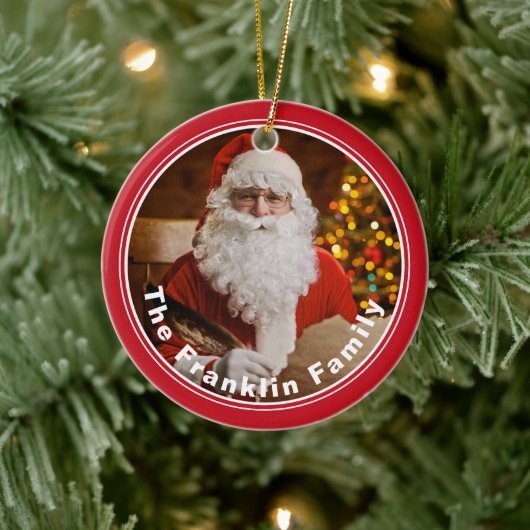 Vintager Weihnachtsmann schreibt Weihnachtsbaum Keramik Ornament (Baum)