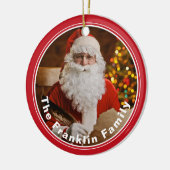 Vintager Weihnachtsmann schreibt Weihnachtsbaum Keramik Ornament (Links)