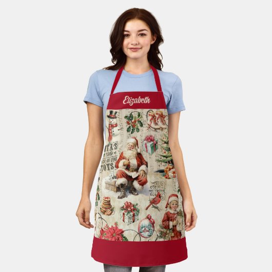 Vintager Weihnachtsmann Schürze (Getragen)