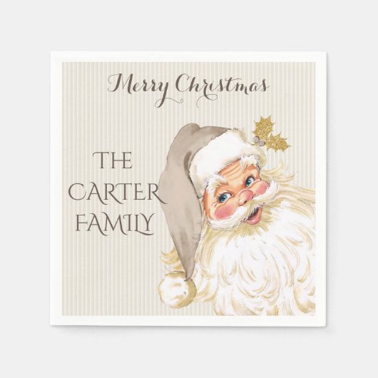 Vintager Weihnachtsmann Serviette (Vorderseite)