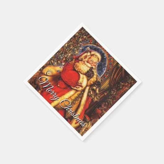 Vintager Weihnachtsmann Serviette (Ecke)