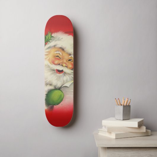 Vintager Weihnachtsmann Skateboard (Wandkunst)