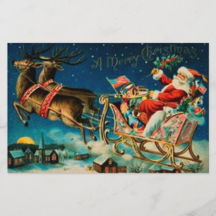 Vintager Weihnachtsmann Sleigh Weihnachten Briefpapier
