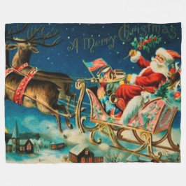 Vintager Weihnachtsmann Sleigh Weihnachten Fleecedecke