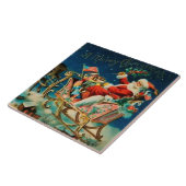 Vintager Weihnachtsmann Sleigh Weihnachten Fliese (Seite)