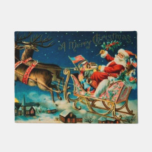 Vintager Weihnachtsmann Sleigh Weihnachten Fußmatte