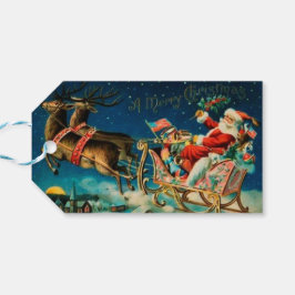 Vintager Weihnachtsmann Sleigh Weihnachten Geschenkanhänger