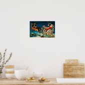 Vintager Weihnachtsmann Sleigh Weihnachten Poster (Küche)