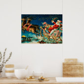 Vintager Weihnachtsmann Sleigh Weihnachten Poster (Küche)