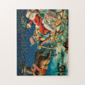 Vintager Weihnachtsmann Sleigh Weihnachten Puzzle (Vertikal)