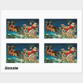 Vintager Weihnachtsmann Sleigh Weihnachten Rechteckiger Aufkleber (Blatt)